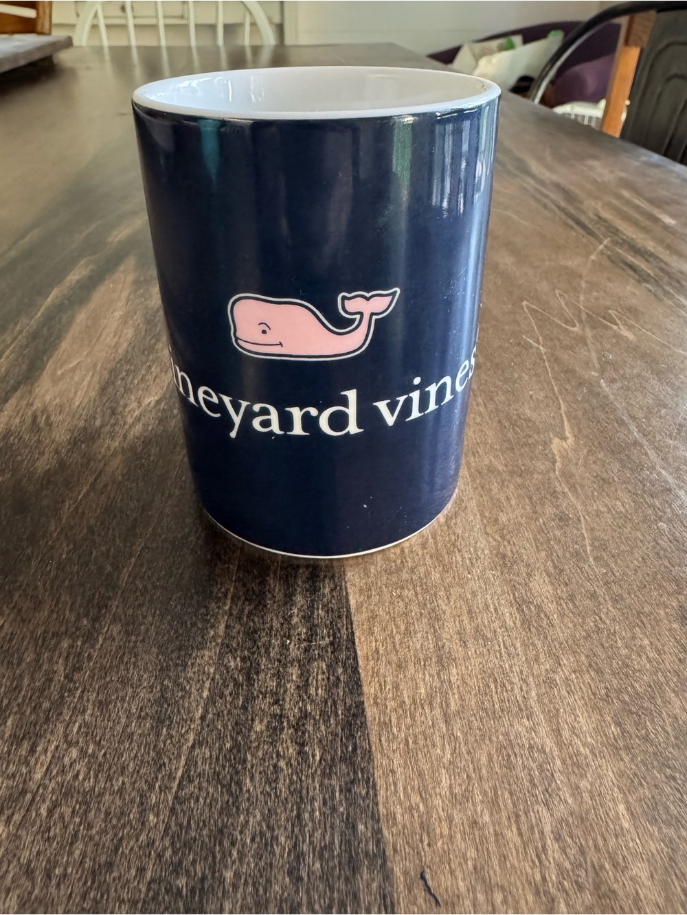 NEW Vineyard Vines Navy & Pink Whale Ceramic container w candle